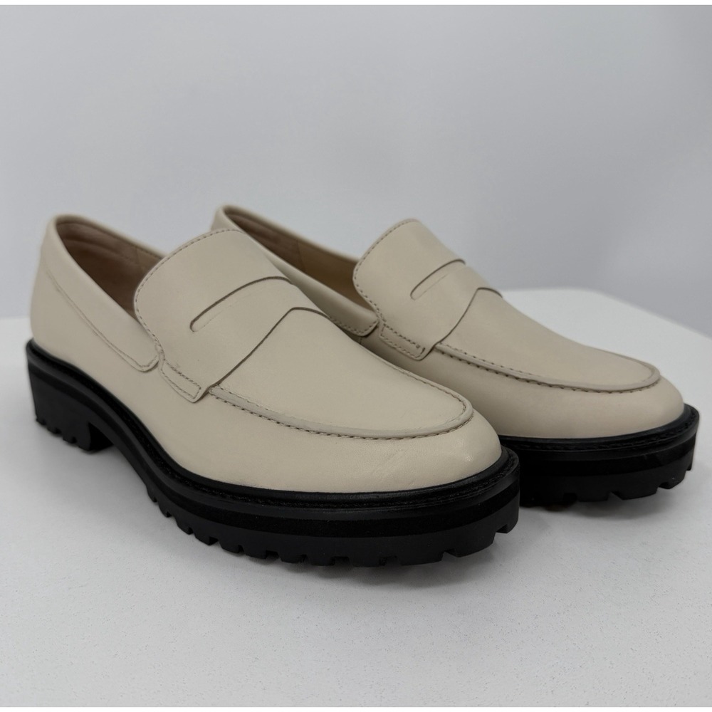 Everlane The Lug Loafer in Parchment/Ivory Leather size 6.5 Women's Chunky Heel